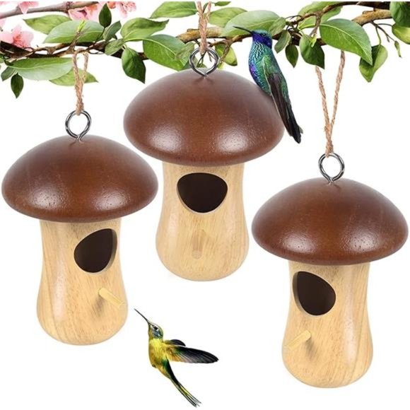 Mushroom Hummingbird Houses for Outside for Nesting, Gardening Decoration,3 Pack - Picture 6 of 7